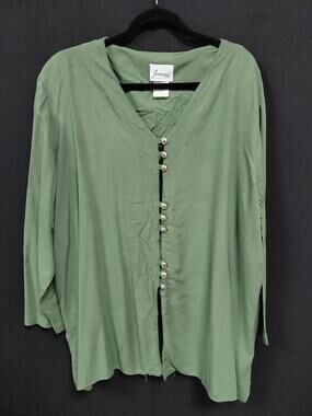Jo anna Made in USA Rayon Button-Up Top Solid Women Size L